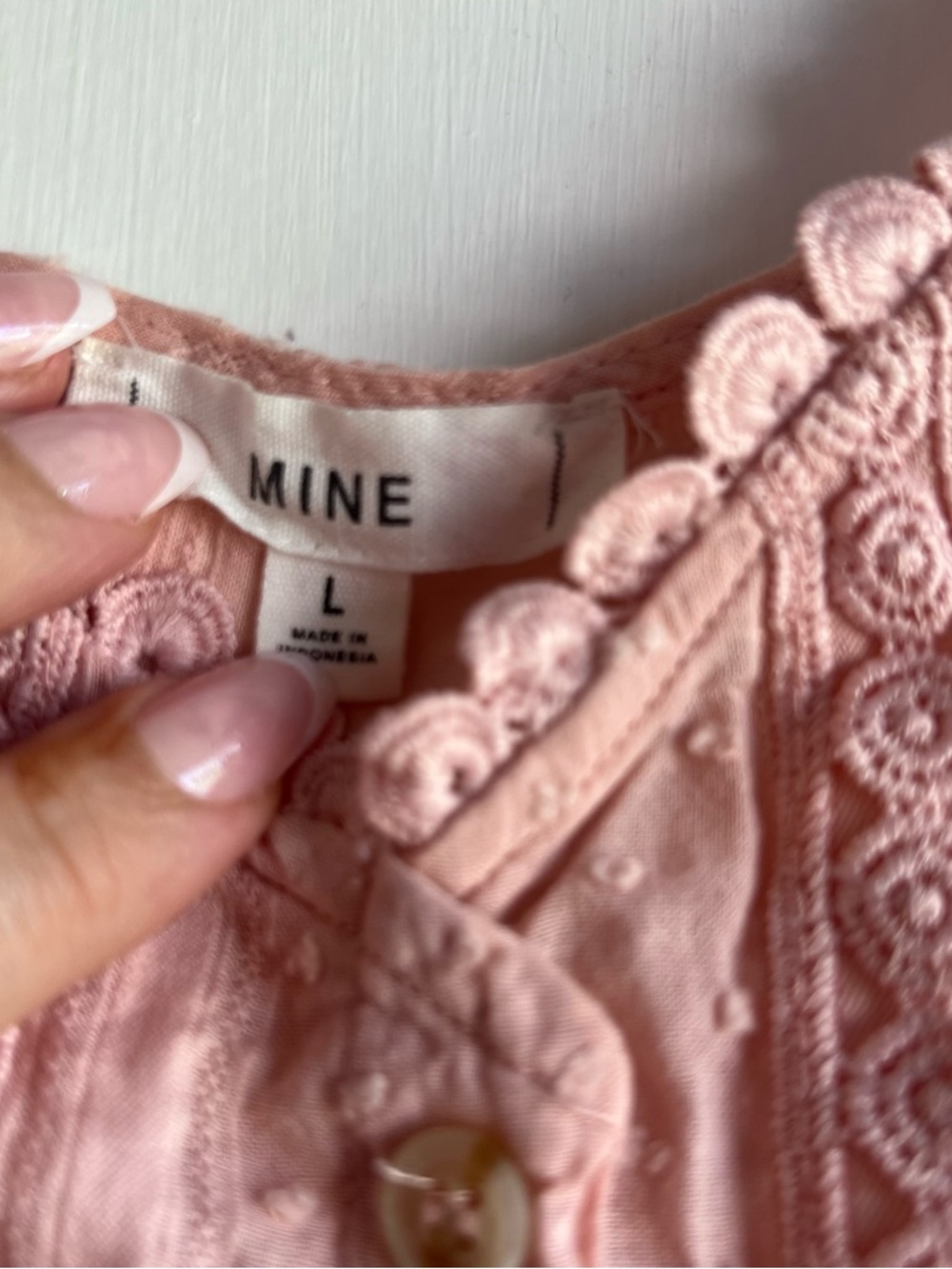 Anthropologie MINE Blush Pink Eyelet Button-Front Cami - Picture 7 of 11
